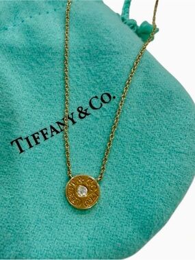 ‼️Authentic Tiffany & Co. 1837 Circle Pendant Necklace 18k Gold With Diamond